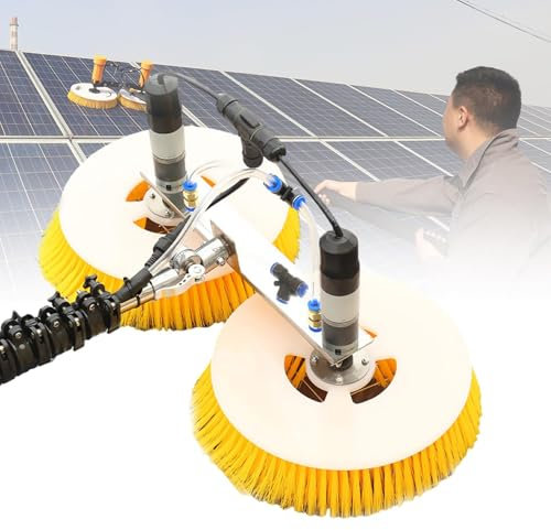 YLANMEI Telescopic Rod Electric Solar Panel Cleaning Brush 7.5 M Double Disc Automatic Water Sprayer Cleaning Tool, Special Roof Water Brush