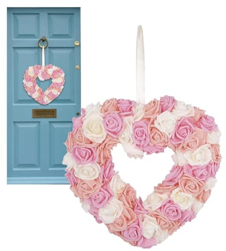 Wreaths for Front Door - Valentine's Day Flower Wreaths | Artificial Heart Wreaths | Cute Love Garland Valentine Door Wreath Decorative Ornament for Home, Wedding, Christmas