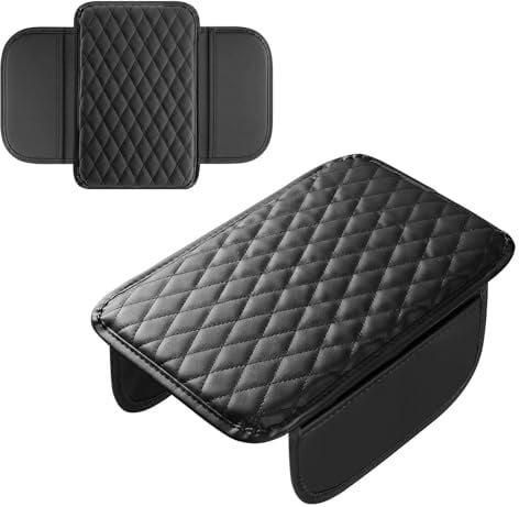YFaith Auto Armlehnen Polster, Schwarz Mittelkonsole Auto Armlehnenschoner | 30 x 20cm Mittelarmlehne Universal Auto mit 2 Autositz Organizer, Armlehne Abdeckung Schutz für Fahrzeug, SUV, LKW