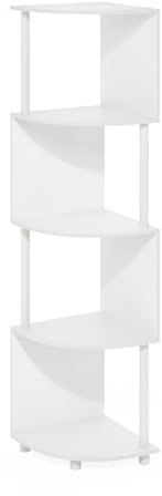 Furinno Econ 4-stufiges Zickzack-Eckregal-Bücherregal, Weiß/Weiß