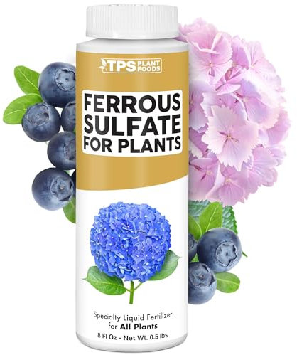 Ferrous Sulfate for Plants – Liquid Iron Sulfate for Plants for Greener Leaves, Improved Chlorophyll Production & Reduced Yellowing, 8 oz