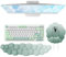 Cloud Keyboard Wrist Rest Mouse Mat Set, Ergonomic Keyboard Wrist Support Memory Foam Mouse Mat with Wrist Cushion Support, Cloud Wrist Rest for Computer Laptop Working Gaming, Gradient Green