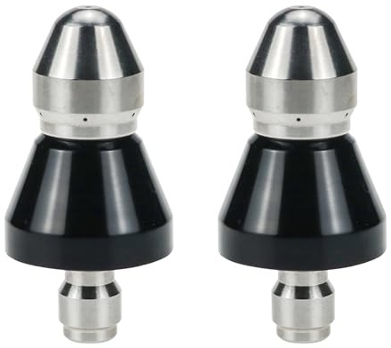 Napredak High Pressure Washer Sewer Jetter Nozzle, Stainless Steel Sewer Cleaning Tool with 1/4 Quick Connect, 5000 PSI (1 Front Jet and 6 Rear Jets)