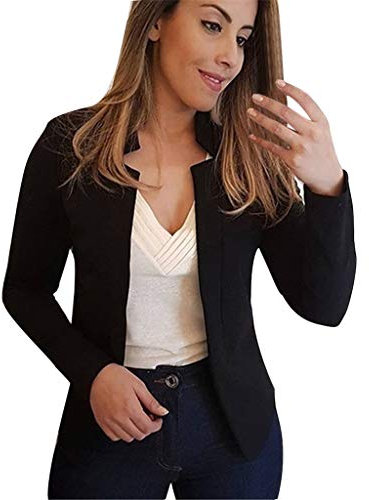 Blazer Donna Corto, Giacca Donna Elegante Blazer da Lavoro a Maniche Lunghe con Risvolto Primaverile da Ufficio con Tasche Bottoni Tasca Ol Giacca Slim Fit Bavero Giacca con Tasche