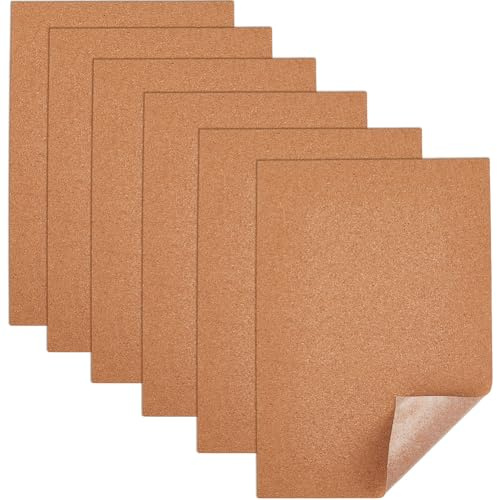 SOFPLATE 6 Stück 11.69 x 8.27 x 0.04 Zoll Kork Trägerblätter Selbstklebende Korkplatten Untersetzer Rechteckig SandBraune Isolierende Tassenmatte Unterseite Rückseite Fliesen Korkplatten Für Getränke