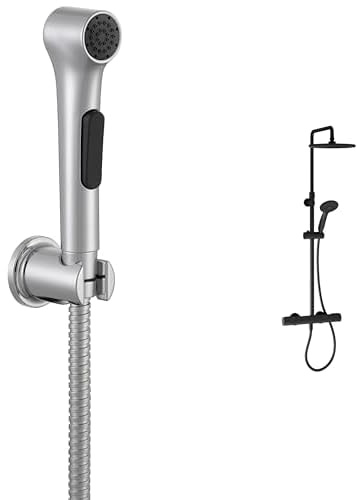 Jacob Delafon, Douchette Hygiénique Elate, Support Mural, Flexible 1,2m + Pack WC au Sol, Sans Bride Struktura, Réservoir 3/6L, Abattant Recouvrant, Finition Chrome, Économie d'Eau