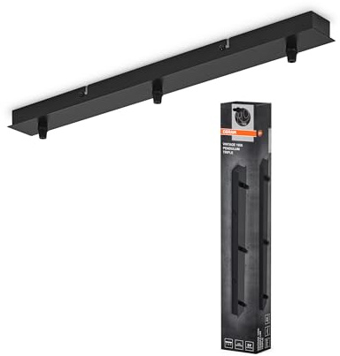 OSRAM Vintage 1906® Pendelleuchte 3X Canopy LINEAR, schwarz, max. 3x15W LED, linearer, schlichter Baldachin für Deckenmontage, Anschluss von 3 Pendelleuchten, minimalistisches Vintage-Design, IP20