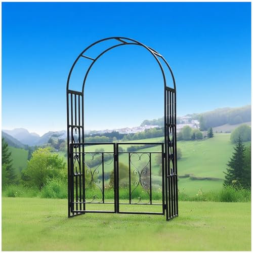 LJDJRHXH Rosenbogen Mit Tür, Robustes Rankhilfe Für Pergola Und Spalier, Stilvolle Gartendekoration, Metall Garten Torbogen W114 x D52 x H210 cm