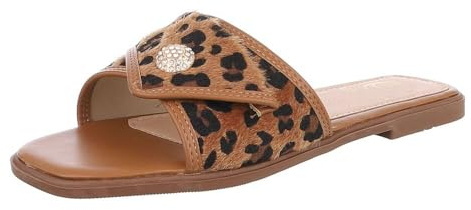 Ital Design Damen Sandalen mit Blockabsatz, eckige Spitze