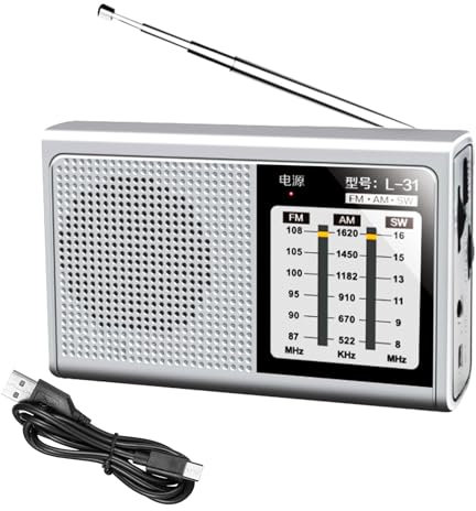 Patifirst Radios Portatives Ondes Courtes AM/FM | Radio de Table Portable Rechargeable USB - Excellente Réception, Appareil Léger pour Écouter Les Actualités et Musique en Voyage