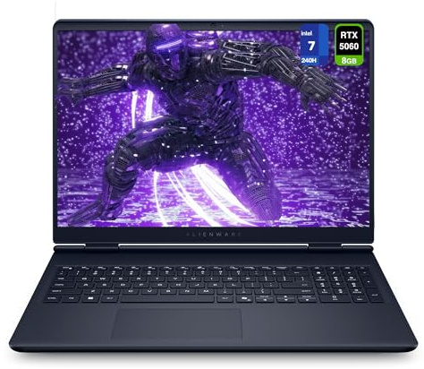 Alienware 16 Aurora Gaming Laptop, Intel 7-240H, 64 GB DDR5 RAM, 1 TB PCIe SSD, 16 WQXGA (2560x1600) 120Hz Display, Nvidia G-Force RTX 5060, Backlit Keyboard, W11 Home, Blue
