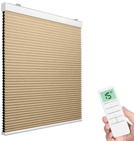 Tokblind Motorized Cellular Shade, Blackout Smart Honeycomb Blind | Rechargeable Motor, Remote Control, Complete Blackout & Privacy, Honeycomb Insulation, UV Protection, Custom Made to Fit