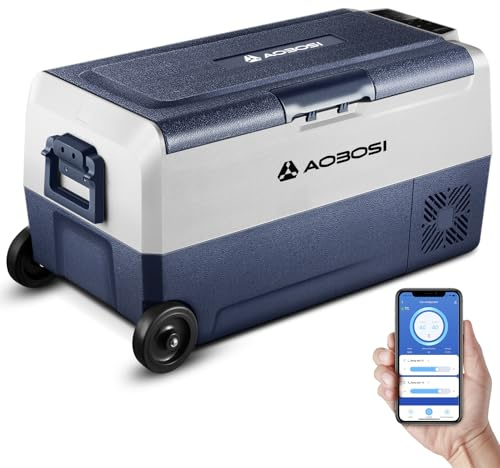 AAOBOSI Glaciere a Compression 36l, Glaciere Electrique Double Zone APP, 12 V/24 V et 100-240 V Frigo Camping, -20 ℃ à 20 ℃, pour Voiture, Camion, Bateau, Camping, Car, Caravanes,Voyageant,Maison