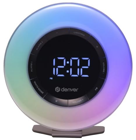 Denver CRL‑342 FM‑Radiowecker mit Lichtsimulation, Dual‑Alarm & USB‑C‑Ladefunktion