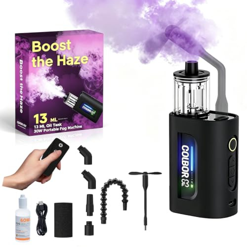 COLBOR CF3 Tragbare Nebelmaschine mit Fernbedienung, 30W Wiederaufladbare Hand-Rauchmaschine für Fotografie/Weihnachten/Cosplay, Mini-Nebel mit RGB-Beleuchtung & Tyndall-Effekt (Innen/Außen)