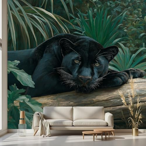 Kioldoq Tier Dschungel Tapete 300x210 cm, Schwarz Leopard Tapeten