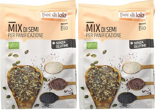 Fior di Loto Pane Semi Misti Biologico - Semi Oleosi senza Glutine - Semi di Papavero, Semi di Girasole, Semi di Lino Scuro, Semi di Sesamo - 250 g (Confezione da 2)
