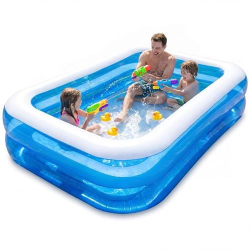 Molxss Inflatable Family Swimming Pool, 2M x 1.5M Large Rectangle Kids Paddling Pool, 50CM Height, Outdoor Garden Pool Easy To Inflate, Family Fun Lounge Pool, For Kids and Adults