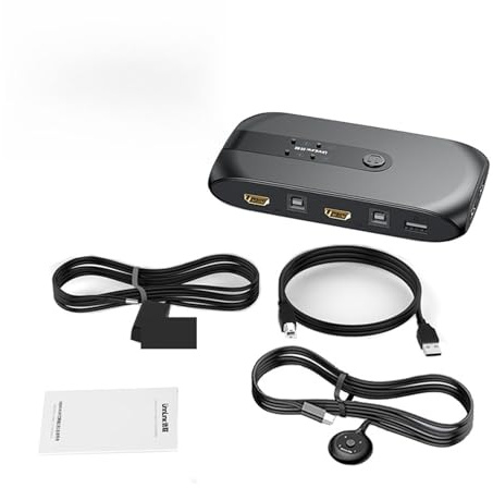 Commutateur KVM USB 8 Ports, parta de 8 périphériques informatiques, 1 Moniteur, 4 Ports USB avec contrôleur for Souris, Clavier, imprimante, Disque U(4 Port)