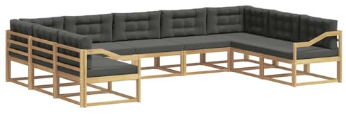 vidaXL Outdoor-Sofagarnitur mit Kissen 9 pcs Weiß und Anthrazit, Zeitgemäße Gartenmöbel, modernes Sofa-Set, gemütliche Lounge für den Pool, Sitzgruppe für den Garten