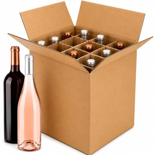 Taninea Caja para Botellas de Vino, Pack 10 Cajas de 12 Botella Vertical | para 12 Botellas 750 ml, Mayor Altura 36 x 23 x 31 cm con Separador de Colmena