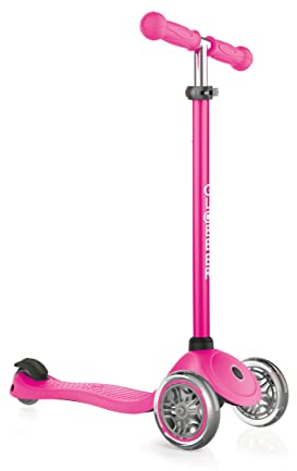 Globber Primo – Tretroller Kinder, 120/80 mm, ABEC 5, 3-rädrig, höhenverstellbar, neon pink
