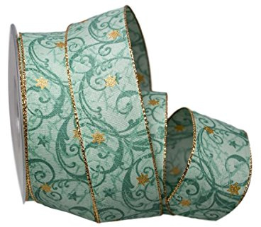 Christa-Bänder Weihnachtsband Sternenranke türkis 40mm mit Draht