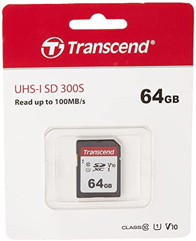 Transcend Highspeed 64GB SDXC Speicherkarte (für Digitalkameras / Photo Box / alltägliche Aufnahmen & Videos / Autoradio) Class 10, UHS-I U1, Video Speed Class V30 für 4K Ultra HD TS64GSDC300S