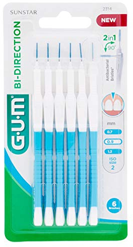 GUM Bi-Direction 2-in-1 Micro Fine per la Pulizia Dentale, 90 Gradi