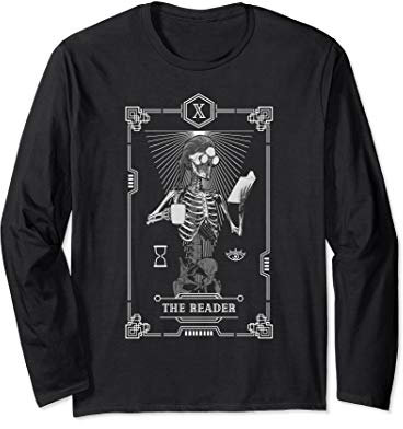 Tarot Card The Reader Bookish Astrology Skeleton Long Sleeve T-Shirt