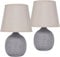 BRUBAKER doppio set Lampade da tavolo o comodino - 28,5 cm - Marrone/Beige - basi lampada in ceramica con struttura - paralumi in lino beige