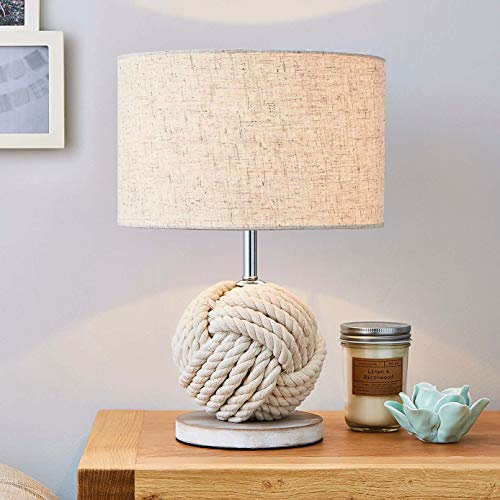 Biznest Lina Rope Table Lamp Beautiful Bedside & Desk Table Lamp H 36Cm X D 25Cm X W 25Cm