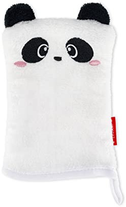 Legami - Waschhandschuh, wiederverwendbar, weicher Stoff, entfernt Gesichts-Make-up, waschbar, hypoallergen, umweltfreundlich, 12 x 19 cm, Panda-Motiv