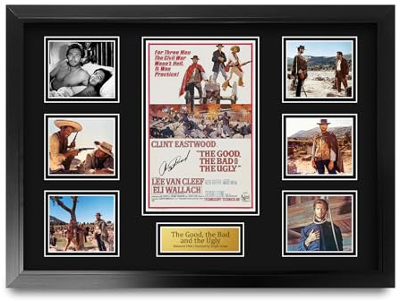HWC Trading The Good, The Bad & The Ugly Gifts Printed Signed Autograph Presentation Display Montage for Movie Memorabilia Fans - A2 Framed (ID-006478)
