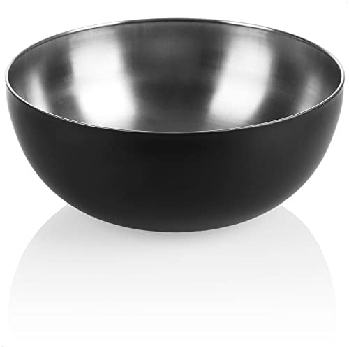 com-four® Rührschüssel aus Edelstahl und schwarzer Außenbeschichtung als Salatschüssel, Obstschalschüssel oder einfach als Dekoschale verwendbar. (1 Stück - Ø 24cm schwarz)