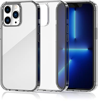 OBIMEEO iPhone 13 Pro Hülle Transparent Rückseite | Schutzhülle Hülle für iPhone 13 Pro Handyhülle | Stoßfeste Kratzfeste Dünne Handy Hülle iPhone 13 Pro 6,1 Zoll - Grau