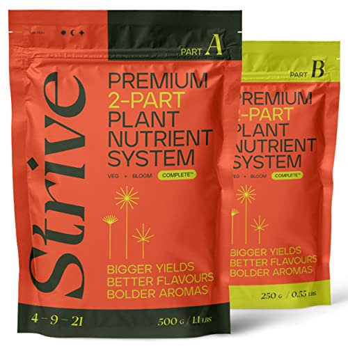 Strive Fertilizer Starter Kit Combo - Veg + Bloom General Hydroponic Nutrients - Premium Indoor, Outdoor and Soil Growing Plant Food - Enhancer - Booster for Vegetables, Succulents, Flowers
