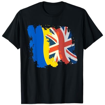 Ukraine Support Tee Ukrainian Flag Uk Flag I Stand With T-Shirt