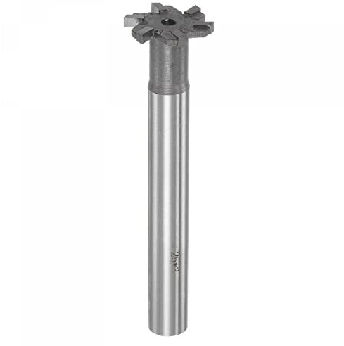 sourcing map Fraiseuses à rainure en T, 3 mm de profondeur, 25 mm de diamètre, tige de 12 mm en carbure de tungstène, 6 cannelures en T pour acier inoxydable, cuivre, aluminium