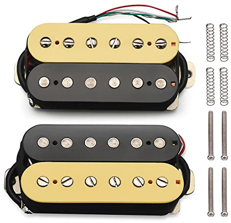 SAPHUE Alnico 5 Tonabnehmer für E-Gitarre, Humbucker, Doppelspulen-Tonabnehmer, Alnico V Gitarrenteile, Elfenbein/Schwarz