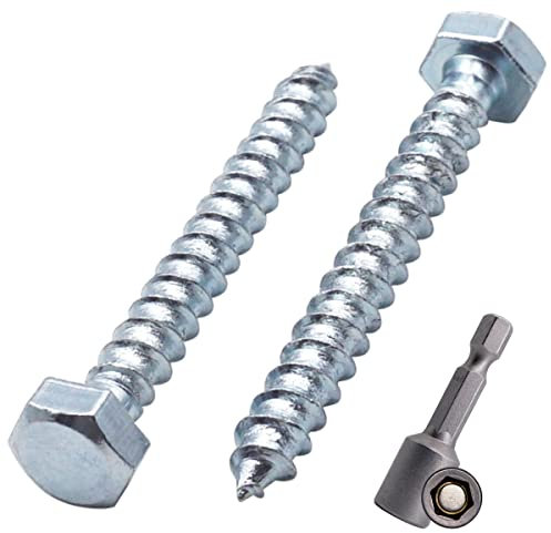 SKIR'CO (30 pcs) DIN 571 Zinc Plated Steel Hexagon Wood Screws M5 x 40 mm, Coach Screws, Hex Screw, Lag Bolts (With Magnetic Hex Bit)
