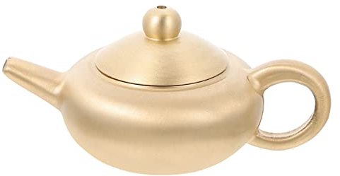 Tofficu Brass Teapot Ornaments Miniature Tea Kettle Decor Vintage Style Desktop Brass Ornament for Office Display