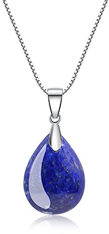 COAI Geschenkideen Damen Halskette 925 Sterling Silber Kette mit Träne der Engel Wassertropfen Anhänger aus Lapislazuli