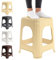 KADAX Hocker aus Kunststoff, Tritthocker bis 120 kg, Rattanhocker mit Antirutschfüßen, Badhocker, Wohnhocker, Leichter Sitzhocker, Gartenhocker, Schemel (Beige)