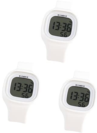 Mikikit Betrachten 3 Stücke Universal Kinder Armband Lesen Mädchen Unisex Uhr Zarte Anzeige Leicht Elektrisches Handgelenk Nachtleuchtend Digital Einstellbar Laufen Ultra-Hoch Kreative