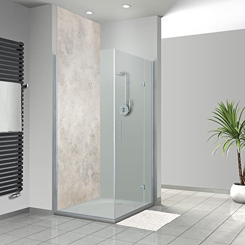 WANDFREUDE individuelle Duschrückwand Aluverbundplatte auf Maß (1 Stück - Zement Marmor - Seidenmatt) – Dusche Wandverkleidung Duschwandverkleidung Duschrückwände