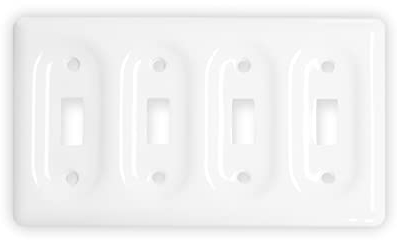 XVQ Keramik-Schalterplatten, Steckdosenabdeckungen, Schalterplatte, Weiß (Quad-Kippschalter)