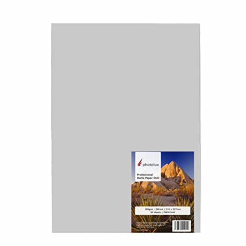 Photolux Professional Matte Paper DUO 180 gsm, beidseitig bedruckbar Fotopapier in Premiumqualität DIN A4 (210x297mm) 50 Blatt