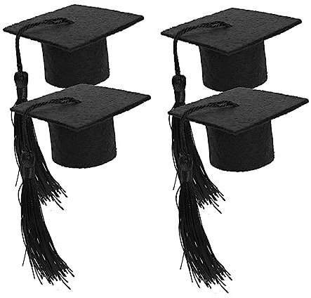 RORPOIR Mini Doctor Hat Props 4 Pack of Graduation Hat Bottle Caps for Home Parties Decorative Wine Bottle Toppers Classic Style