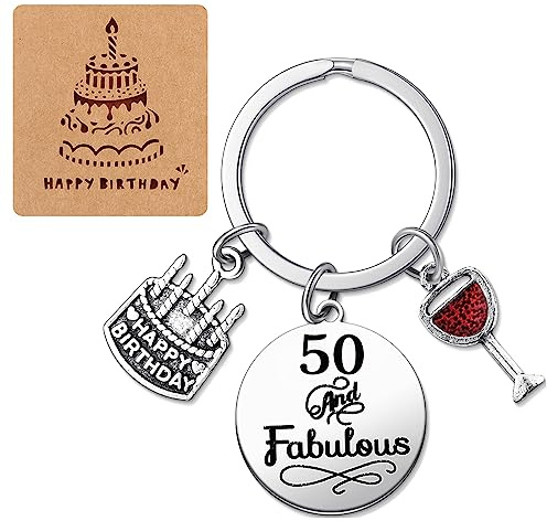 SwirlColor Birthday Keyring, Birthday Gifts for Women Men Exquisite Keyring Presents for Birthday, with Happy Birthday Card